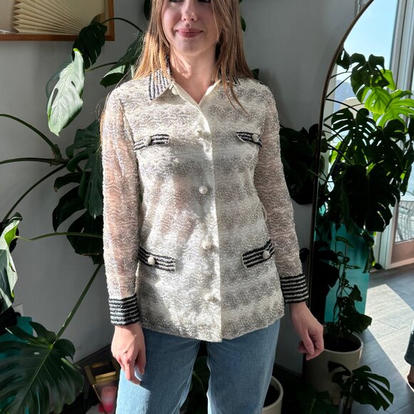 324. VINTAGE My Fair Lady  Style Beaded Mid Century Jacket Top Sz 8 XS S - Picture 1 of 8